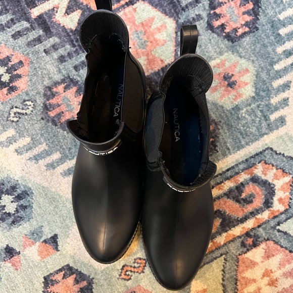 Nautical Black Ankle Rain Boots - Picture 4 of 6